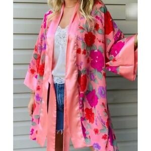 Vintage Victoria's Secret Gold Label Floral Wrap Kimono Robe One‎ Size